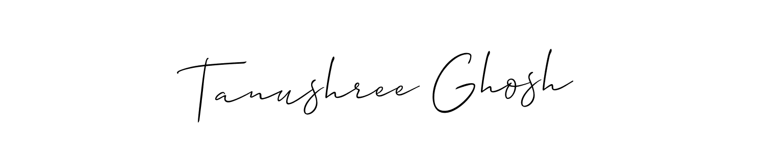 Allison_Script is a professional signature style that is perfect for those who want to add a touch of class to their signature. It is also a great choice for those who want to make their signature more unique. Get Tanushree Ghosh name to fancy signature for free. Tanushree Ghosh signature style 2 images and pictures png