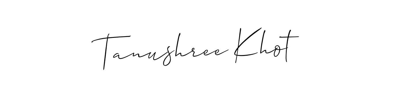 Make a beautiful signature design for name Tanushree Khot. With this signature (Allison_Script) style, you can create a handwritten signature for free. Tanushree Khot signature style 2 images and pictures png