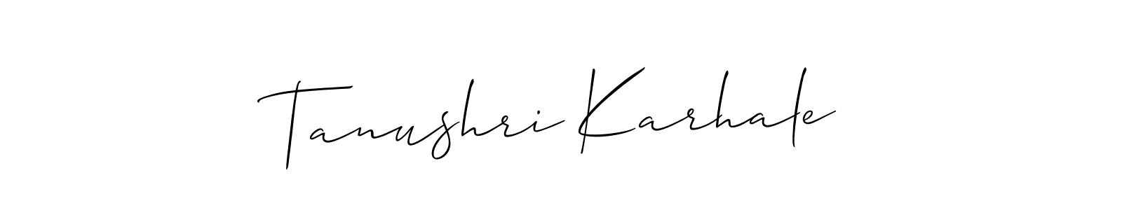 Also we have Tanushri Karhale name is the best signature style. Create professional handwritten signature collection using Allison_Script autograph style. Tanushri Karhale signature style 2 images and pictures png