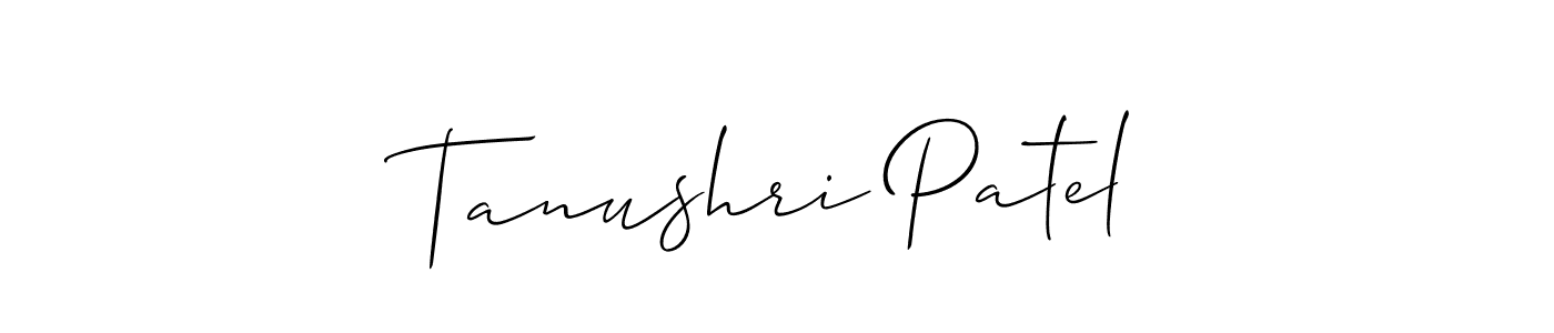 Make a short Tanushri Patel signature style. Manage your documents anywhere anytime using Allison_Script. Create and add eSignatures, submit forms, share and send files easily. Tanushri Patel signature style 2 images and pictures png