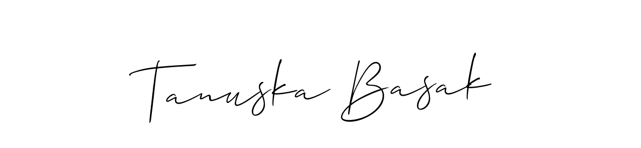 It looks lik you need a new signature style for name Tanuska Basak. Design unique handwritten (Allison_Script) signature with our free signature maker in just a few clicks. Tanuska Basak signature style 2 images and pictures png