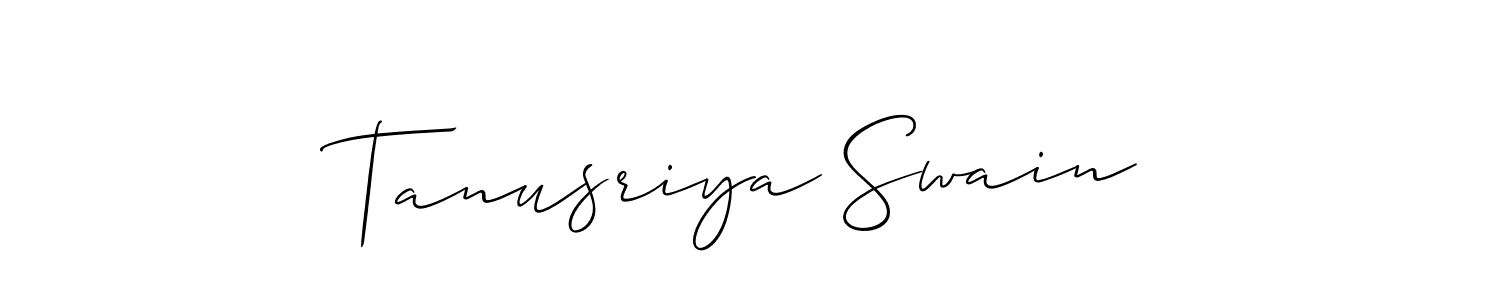The best way (Allison_Script) to make a short signature is to pick only two or three words in your name. The name Tanusriya Swain include a total of six letters. For converting this name. Tanusriya Swain signature style 2 images and pictures png