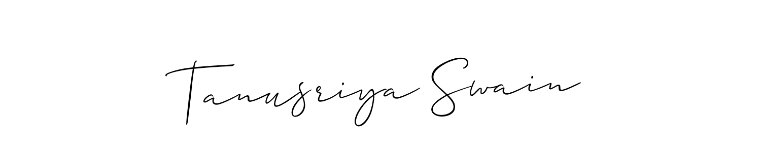 The best way (Allison_Script) to make a short signature is to pick only two or three words in your name. The name Tanusriya Swain include a total of six letters. For converting this name. Tanusriya Swain signature style 2 images and pictures png