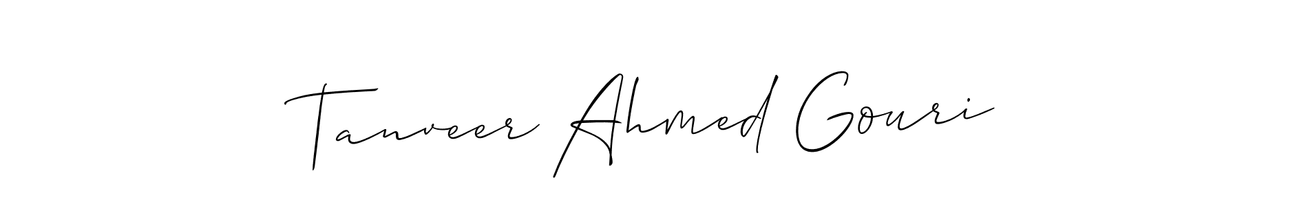 Make a short Tanveer Ahmed Gouri signature style. Manage your documents anywhere anytime using Allison_Script. Create and add eSignatures, submit forms, share and send files easily. Tanveer Ahmed Gouri signature style 2 images and pictures png