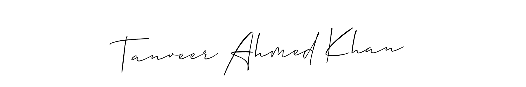 The best way (Allison_Script) to make a short signature is to pick only two or three words in your name. The name Tanveer Ahmed Khan include a total of six letters. For converting this name. Tanveer Ahmed Khan signature style 2 images and pictures png