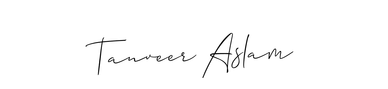 Use a signature maker to create a handwritten signature online. With this signature software, you can design (Allison_Script) your own signature for name Tanveer Aslam. Tanveer Aslam signature style 2 images and pictures png