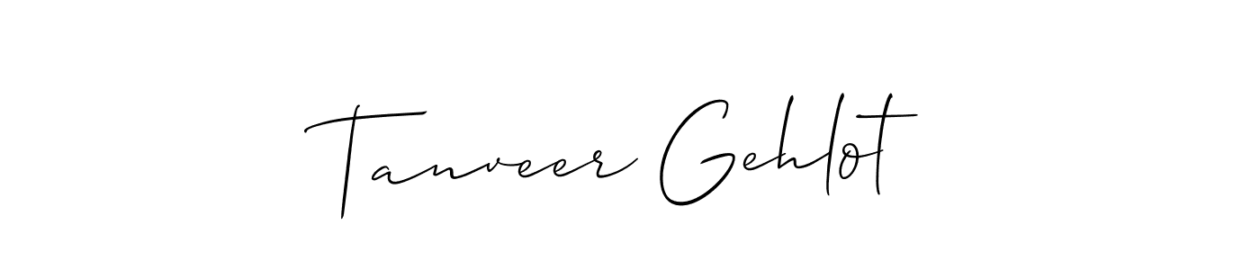 You should practise on your own different ways (Allison_Script) to write your name (Tanveer Gehlot) in signature. don't let someone else do it for you. Tanveer Gehlot signature style 2 images and pictures png