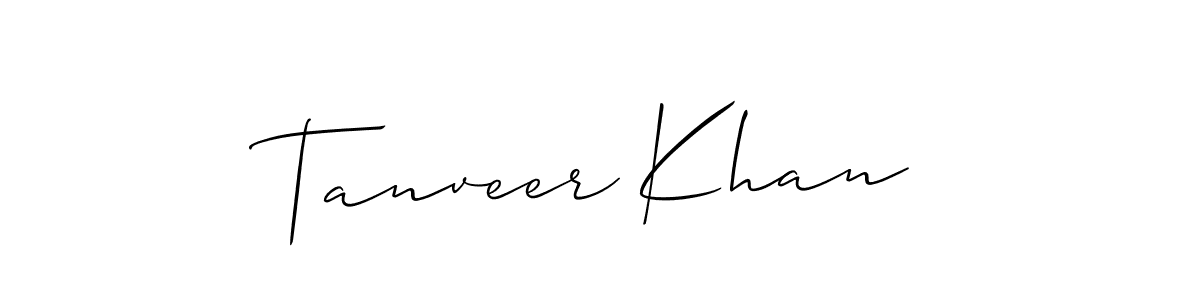 Make a beautiful signature design for name Tanveer Khan. With this signature (Allison_Script) style, you can create a handwritten signature for free. Tanveer Khan signature style 2 images and pictures png