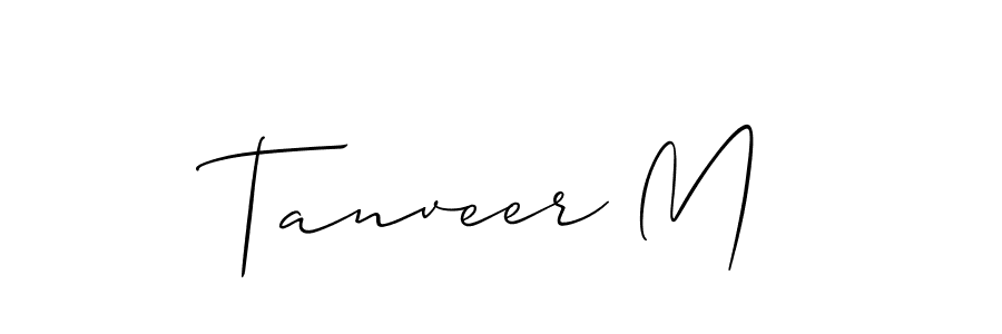 The best way (Allison_Script) to make a short signature is to pick only two or three words in your name. The name Tanveer M include a total of six letters. For converting this name. Tanveer M signature style 2 images and pictures png