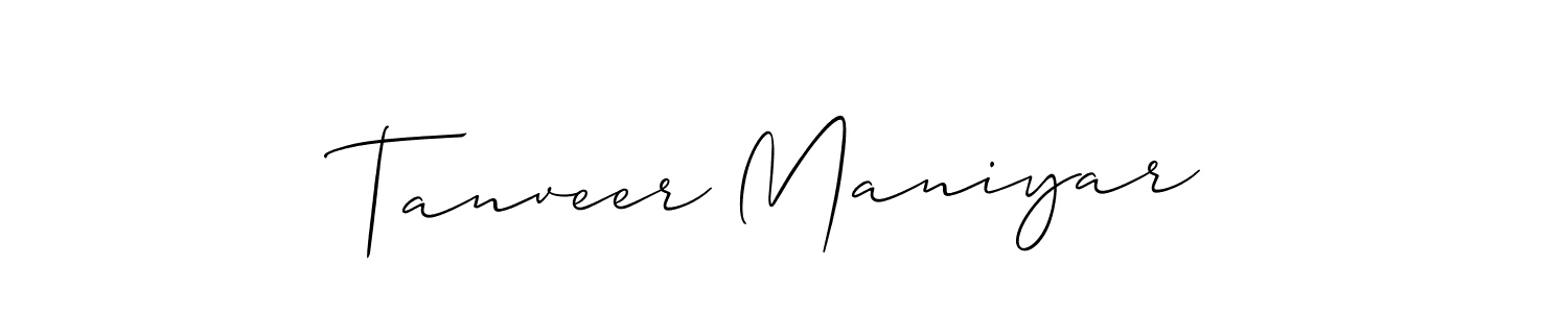 Tanveer Maniyar stylish signature style. Best Handwritten Sign (Allison_Script) for my name. Handwritten Signature Collection Ideas for my name Tanveer Maniyar. Tanveer Maniyar signature style 2 images and pictures png