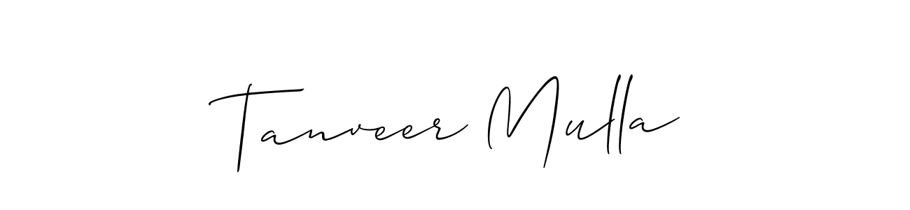 How to make Tanveer Mulla signature? Allison_Script is a professional autograph style. Create handwritten signature for Tanveer Mulla name. Tanveer Mulla signature style 2 images and pictures png