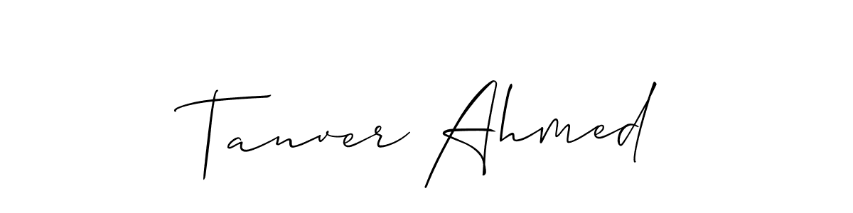 How to make Tanver Ahmed signature? Allison_Script is a professional autograph style. Create handwritten signature for Tanver Ahmed name. Tanver Ahmed signature style 2 images and pictures png