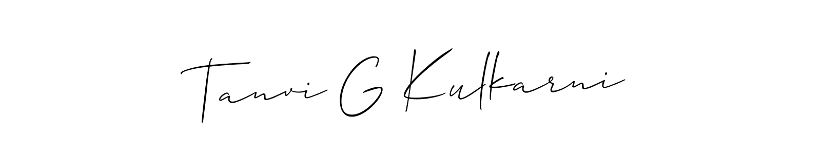 How to make Tanvi G Kulkarni name signature. Use Allison_Script style for creating short signs online. This is the latest handwritten sign. Tanvi G Kulkarni signature style 2 images and pictures png