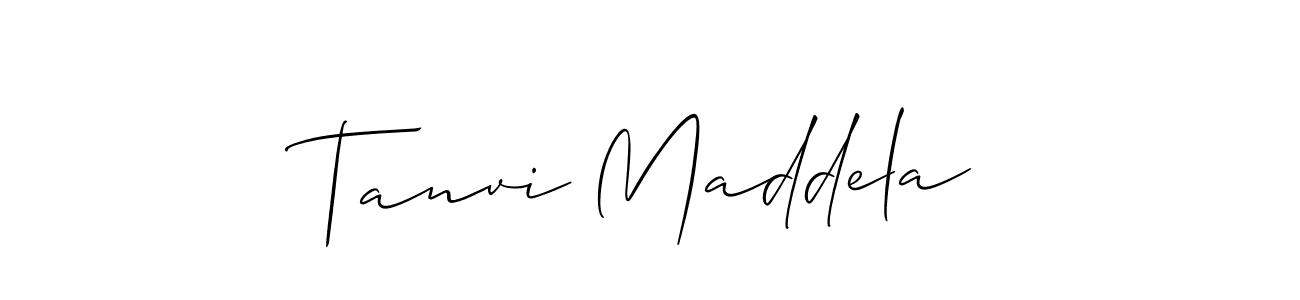 Create a beautiful signature design for name Tanvi Maddela. With this signature (Allison_Script) fonts, you can make a handwritten signature for free. Tanvi Maddela signature style 2 images and pictures png