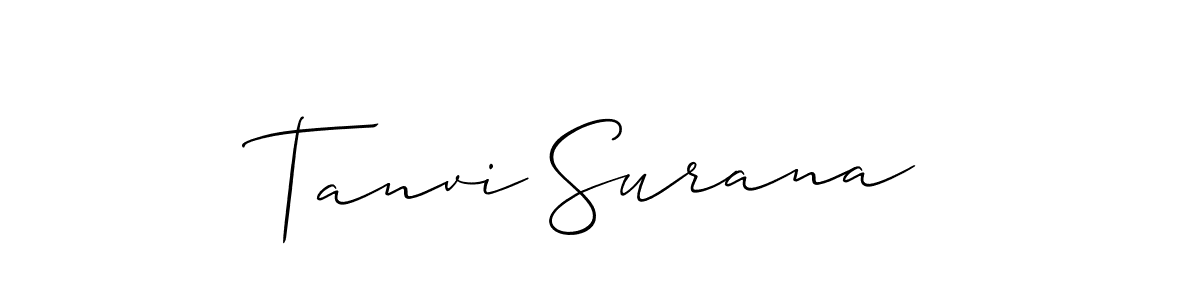 How to make Tanvi Surana name signature. Use Allison_Script style for creating short signs online. This is the latest handwritten sign. Tanvi Surana signature style 2 images and pictures png