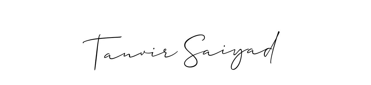 Make a beautiful signature design for name Tanvir Saiyad. With this signature (Allison_Script) style, you can create a handwritten signature for free. Tanvir Saiyad signature style 2 images and pictures png