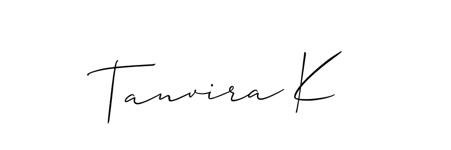 Tanvira K stylish signature style. Best Handwritten Sign (Allison_Script) for my name. Handwritten Signature Collection Ideas for my name Tanvira K. Tanvira K signature style 2 images and pictures png