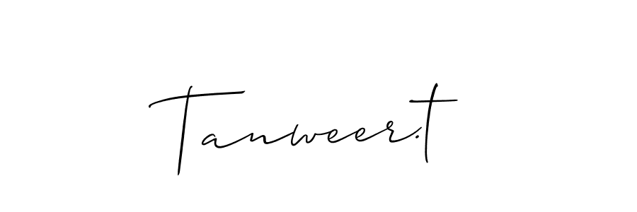 Make a beautiful signature design for name Tanweer.t. With this signature (Allison_Script) style, you can create a handwritten signature for free. Tanweer.t signature style 2 images and pictures png