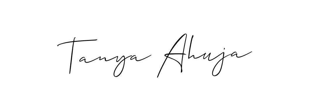 You should practise on your own different ways (Allison_Script) to write your name (Tanya Ahuja) in signature. don't let someone else do it for you. Tanya Ahuja signature style 2 images and pictures png