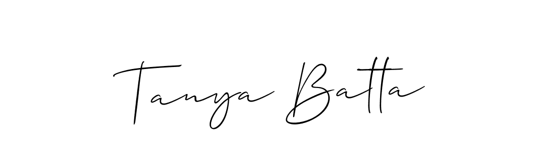 It looks lik you need a new signature style for name Tanya Batta. Design unique handwritten (Allison_Script) signature with our free signature maker in just a few clicks. Tanya Batta signature style 2 images and pictures png