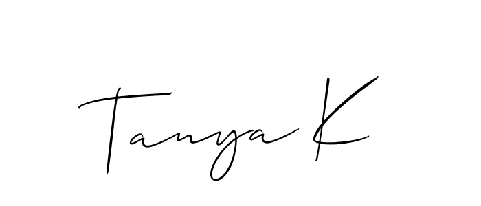 Create a beautiful signature design for name Tanya K. With this signature (Allison_Script) fonts, you can make a handwritten signature for free. Tanya K signature style 2 images and pictures png