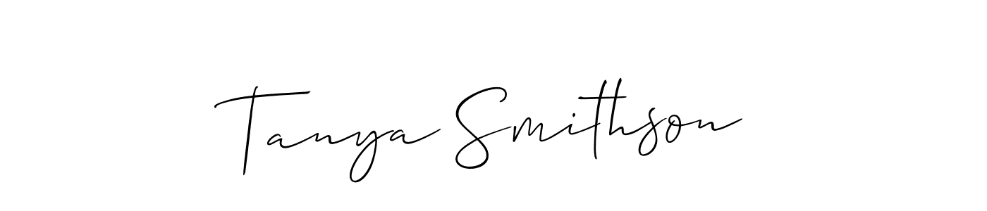 Allison_Script is a professional signature style that is perfect for those who want to add a touch of class to their signature. It is also a great choice for those who want to make their signature more unique. Get Tanya Smithson name to fancy signature for free. Tanya Smithson signature style 2 images and pictures png