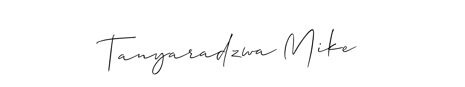 It looks lik you need a new signature style for name Tanyaradzwa Mike. Design unique handwritten (Allison_Script) signature with our free signature maker in just a few clicks. Tanyaradzwa Mike signature style 2 images and pictures png