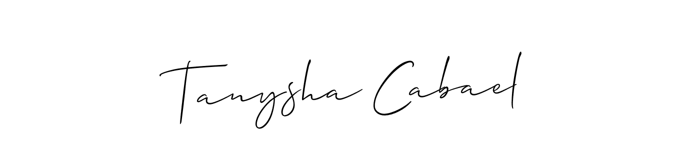 Also we have Tanysha Cabael name is the best signature style. Create professional handwritten signature collection using Allison_Script autograph style. Tanysha Cabael signature style 2 images and pictures png