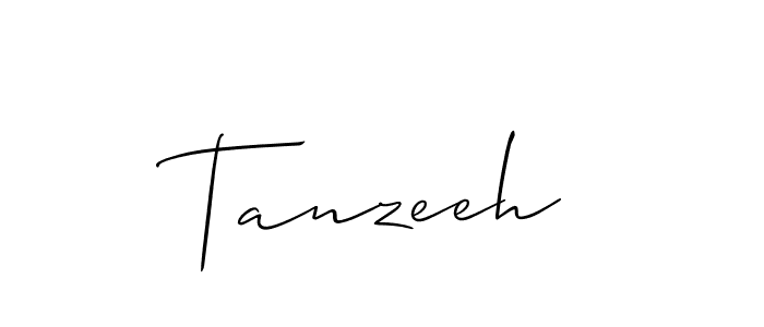 Make a beautiful signature design for name Tanzeeh. With this signature (Allison_Script) style, you can create a handwritten signature for free. Tanzeeh signature style 2 images and pictures png