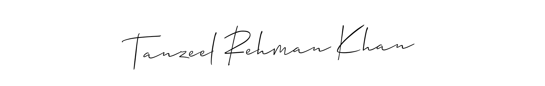 Design your own signature with our free online signature maker. With this signature software, you can create a handwritten (Allison_Script) signature for name Tanzeel Rehman Khan. Tanzeel Rehman Khan signature style 2 images and pictures png