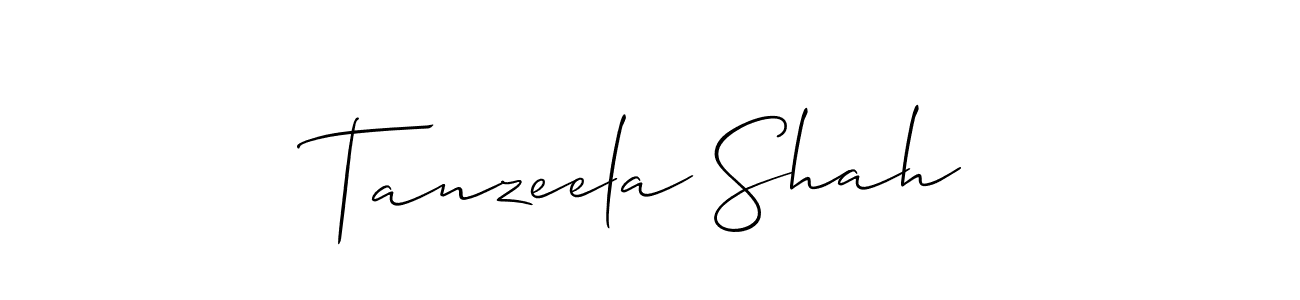 You should practise on your own different ways (Allison_Script) to write your name (Tanzeela Shah) in signature. don't let someone else do it for you. Tanzeela Shah signature style 2 images and pictures png