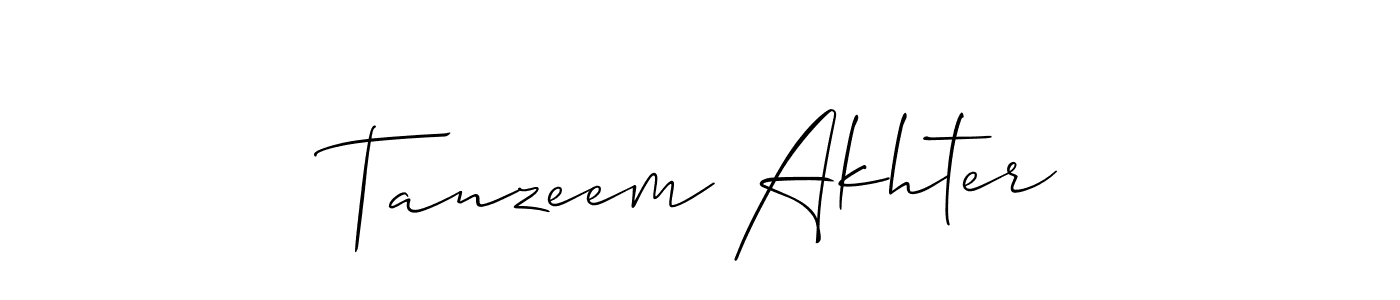 The best way (Allison_Script) to make a short signature is to pick only two or three words in your name. The name Tanzeem Akhter include a total of six letters. For converting this name. Tanzeem Akhter signature style 2 images and pictures png