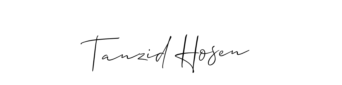 How to make Tanzid Hosen name signature. Use Allison_Script style for creating short signs online. This is the latest handwritten sign. Tanzid Hosen signature style 2 images and pictures png