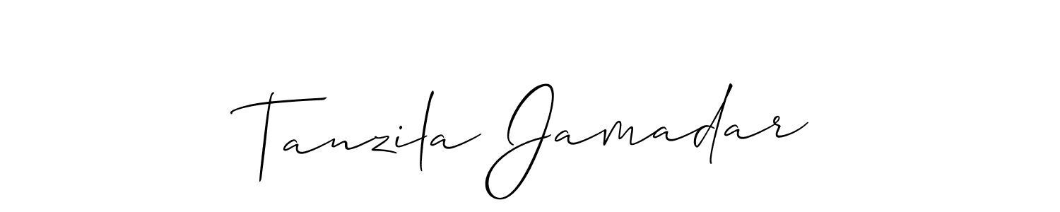 You should practise on your own different ways (Allison_Script) to write your name (Tanzila Jamadar) in signature. don't let someone else do it for you. Tanzila Jamadar signature style 2 images and pictures png