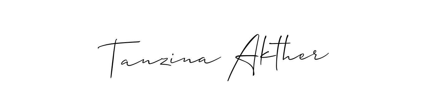 Make a beautiful signature design for name Tanzina Akther. With this signature (Allison_Script) style, you can create a handwritten signature for free. Tanzina Akther signature style 2 images and pictures png
