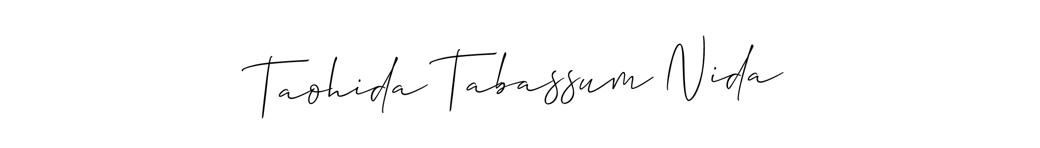 It looks lik you need a new signature style for name Taohida Tabassum Nida. Design unique handwritten (Allison_Script) signature with our free signature maker in just a few clicks. Taohida Tabassum Nida signature style 2 images and pictures png