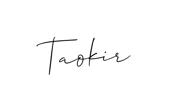 Make a beautiful signature design for name Taokir. With this signature (Allison_Script) style, you can create a handwritten signature for free. Taokir signature style 2 images and pictures png