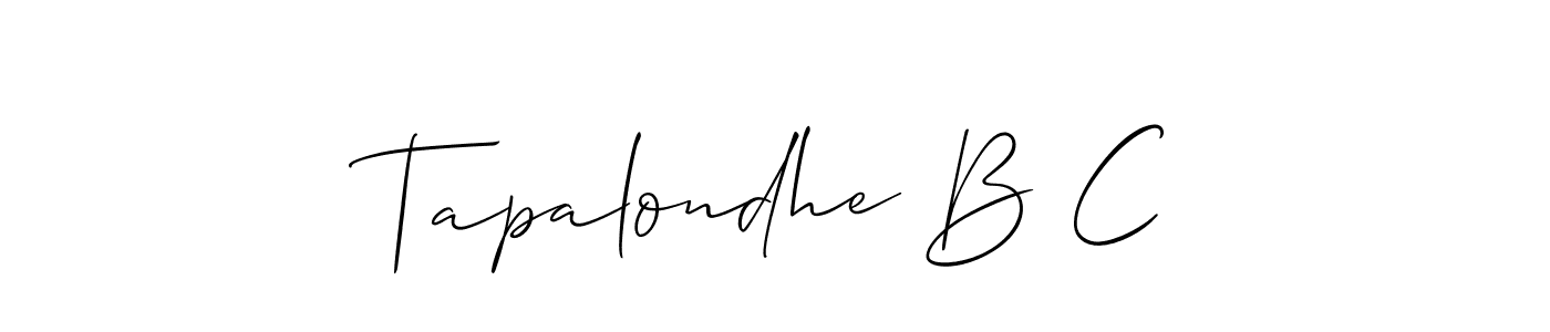 Allison_Script is a professional signature style that is perfect for those who want to add a touch of class to their signature. It is also a great choice for those who want to make their signature more unique. Get Tapalondhe B C name to fancy signature for free. Tapalondhe B C signature style 2 images and pictures png