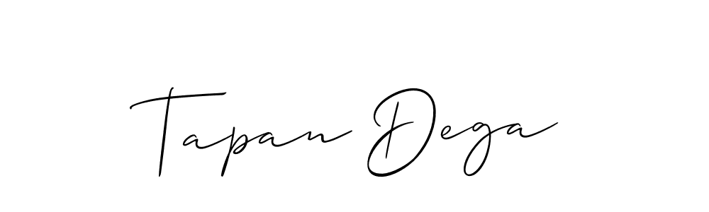 The best way (Allison_Script) to make a short signature is to pick only two or three words in your name. The name Tapan Dega include a total of six letters. For converting this name. Tapan Dega signature style 2 images and pictures png