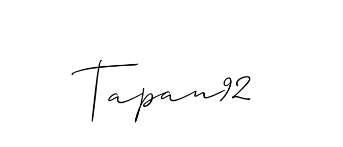 Make a beautiful signature design for name Tapan92. With this signature (Allison_Script) style, you can create a handwritten signature for free. Tapan92 signature style 2 images and pictures png