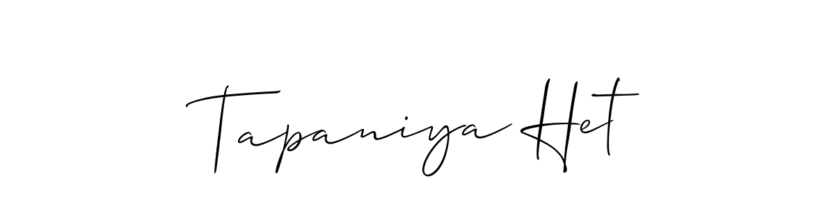 Also You can easily find your signature by using the search form. We will create Tapaniya Het name handwritten signature images for you free of cost using Allison_Script sign style. Tapaniya Het signature style 2 images and pictures png