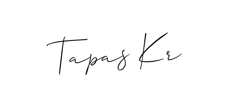 Also You can easily find your signature by using the search form. We will create Tapas Kr name handwritten signature images for you free of cost using Allison_Script sign style. Tapas Kr signature style 2 images and pictures png