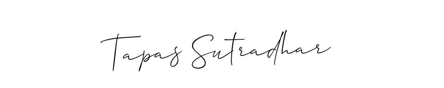 Similarly Allison_Script is the best handwritten signature design. Signature creator online .You can use it as an online autograph creator for name Tapas Sutradhar. Tapas Sutradhar signature style 2 images and pictures png