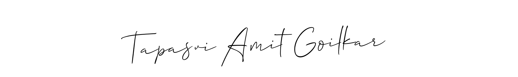 This is the best signature style for the Tapasvi Amit Goilkar name. Also you like these signature font (Allison_Script). Mix name signature. Tapasvi Amit Goilkar signature style 2 images and pictures png