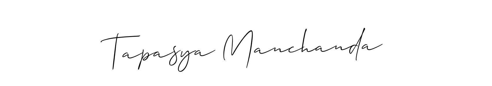 if you are searching for the best signature style for your name Tapasya Manchanda. so please give up your signature search. here we have designed multiple signature styles  using Allison_Script. Tapasya Manchanda signature style 2 images and pictures png