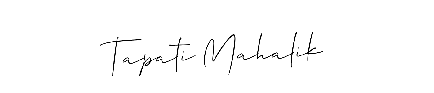 The best way (Allison_Script) to make a short signature is to pick only two or three words in your name. The name Tapati Mahalik include a total of six letters. For converting this name. Tapati Mahalik signature style 2 images and pictures png