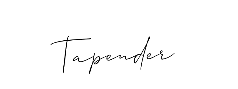 Tapender stylish signature style. Best Handwritten Sign (Allison_Script) for my name. Handwritten Signature Collection Ideas for my name Tapender. Tapender signature style 2 images and pictures png