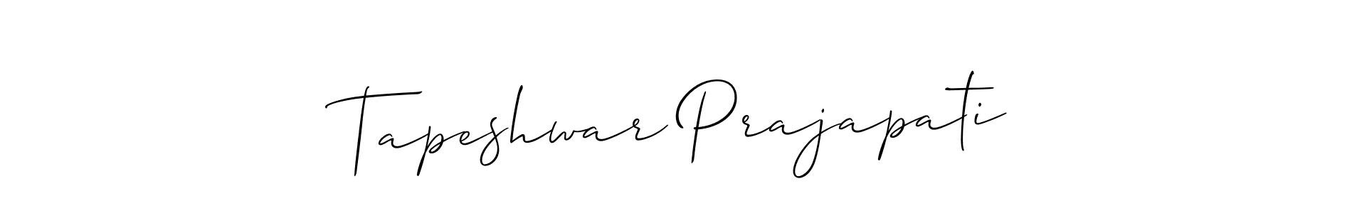 The best way (Allison_Script) to make a short signature is to pick only two or three words in your name. The name Tapeshwar Prajapati include a total of six letters. For converting this name. Tapeshwar Prajapati signature style 2 images and pictures png