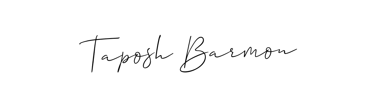 Allison_Script is a professional signature style that is perfect for those who want to add a touch of class to their signature. It is also a great choice for those who want to make their signature more unique. Get Taposh Barmon name to fancy signature for free. Taposh Barmon signature style 2 images and pictures png