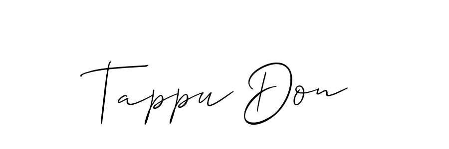 The best way (Allison_Script) to make a short signature is to pick only two or three words in your name. The name Tappu Don include a total of six letters. For converting this name. Tappu Don signature style 2 images and pictures png